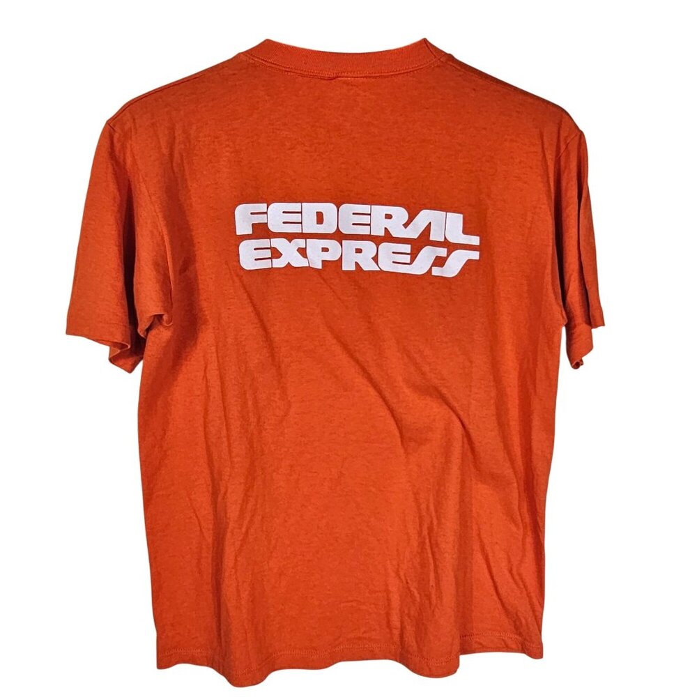 Vintage 80s Federal Express Single Stitch T Shirt L Orange Company Promo FedEx